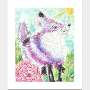 Purple fox art Posters and Art